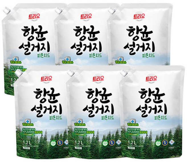 트리오 항균설거지 피톤치드 리필 1.2L x6개, 6개