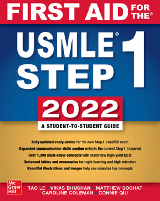 (영문도서) First Aid for the USMLE Step 1 2022 Thirty Second Edition Paperback, McGraw Hill / Medical, English, 9781264285266