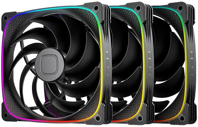 기하학적 미래 Squama 2503R 리버스 블레이드 RGB PWM 팬 - 140mm 1팩 성능 및 사일런트 밸런스 듀얼 조명 루프 5V 3핀 주소 지정 가능 4핀 화이트GEO-S, 140mm x 3, Black