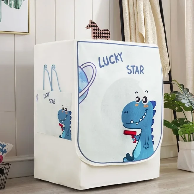 귀여운 만화 프린트 드럼 세탁기 먼지 커버 투명 방수 커버 가정용 먼지 천 신제품, B. 60X46X85cm, 02 Chuyu Lane Heating, 1개