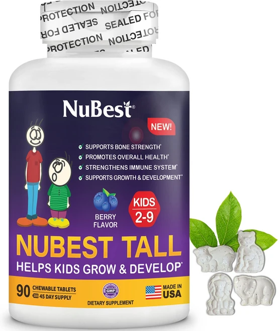 NuBest Tall Kids - Multivitamins & Minerals for Kids Ages 4 to 9 - Fun Animal Shapes, 2개, 90정 - 쿠팡