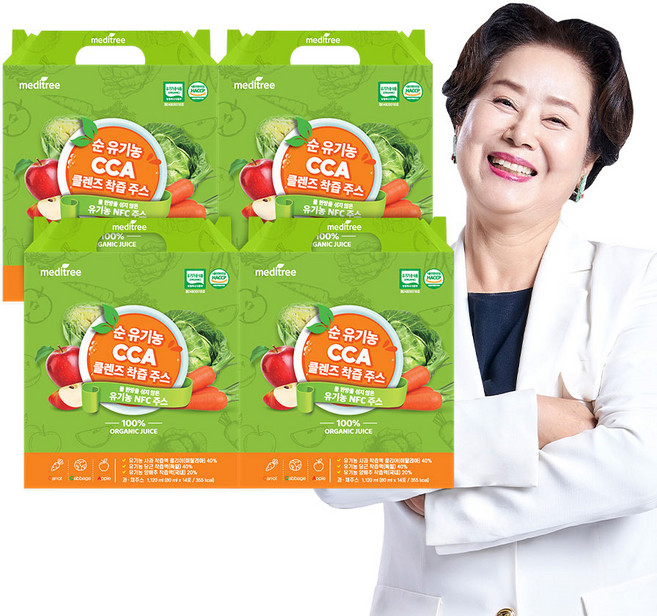 메디트리 순 유기농 CCA 클렌즈 착즙 양배추 사과 당근 주스, 80ml, 4개