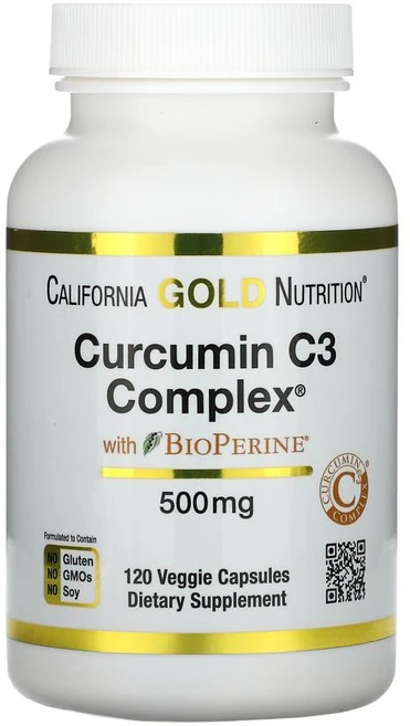 CGN 캘리포니아골드뉴트리션 커큐민 C3 콤플렉스 500mg 120캡슐 바이오페린 강황 울금 블랙페퍼 흑후추, 100정, 1개 - 쿠팡
