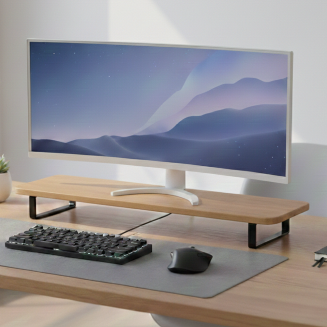 프리미엄 우드 모니터 받침대, 우드색