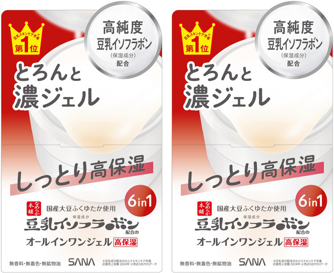 나메라카혼포 두유 이소플라본 함유 올인원 젤 고보습 타입, 2개, 100g