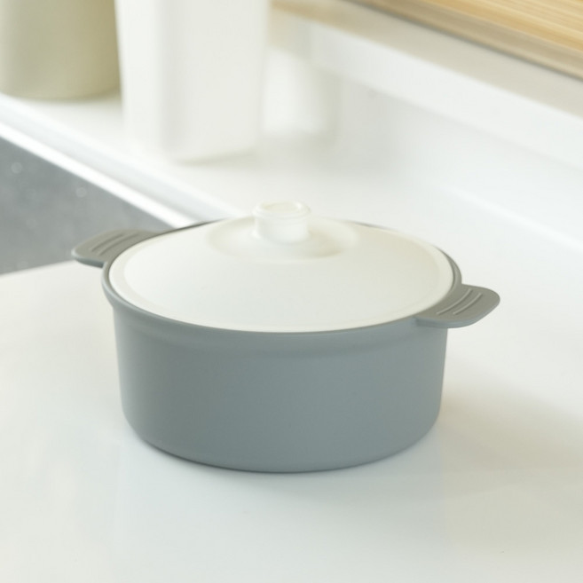 소노리떼 실리콘 계란찜기 중형 원형 600ML 화이트 뚜껑, 1개, 그레이