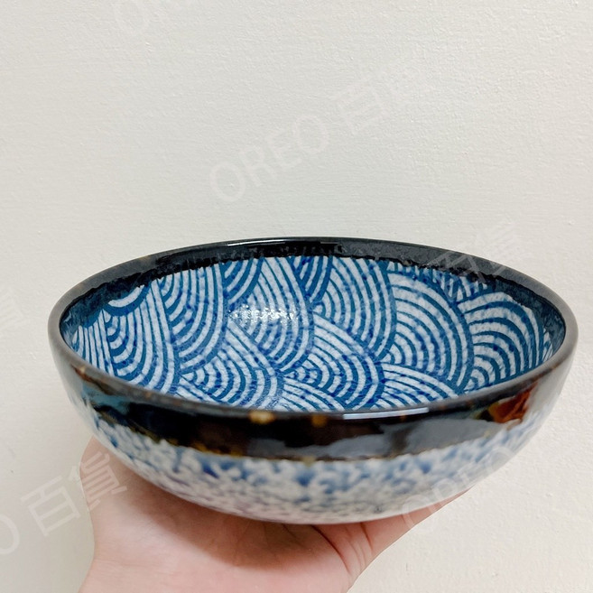 日製青海波浪紋餐具系列 湯碗 丼飯碗 淺缽 汁盤 18x6cm, 7淺缽(18xh6cm), 1個