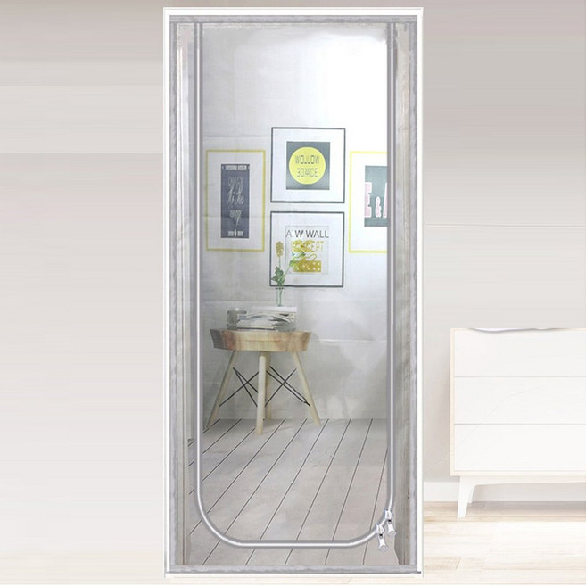 현관방충망 마그네틱문짝 모기장 고양이 방지 지퍼 도어 스크린 나노 커튼 업 왼쪽 개방 모양 모기 메쉬 애완 동물 거실용, 42)Gray C, 48.Gray C - W 90cm x H 200cm