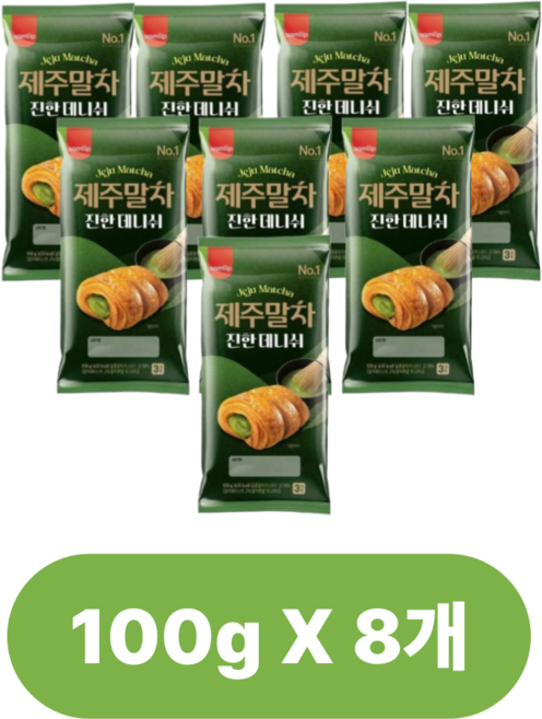 ** ** 삼립 제주말차 진한 데니쉬 말차/신상빵, 8개, 100g