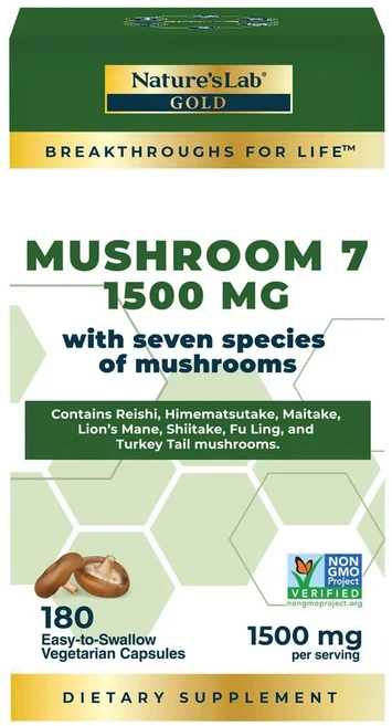 네이처스랩 7종 버섯혼합 머쉬룸 추출물 1500mg 캡슐 Nature's Lab Mushroom 7, 1개, 180정 - 쿠팡