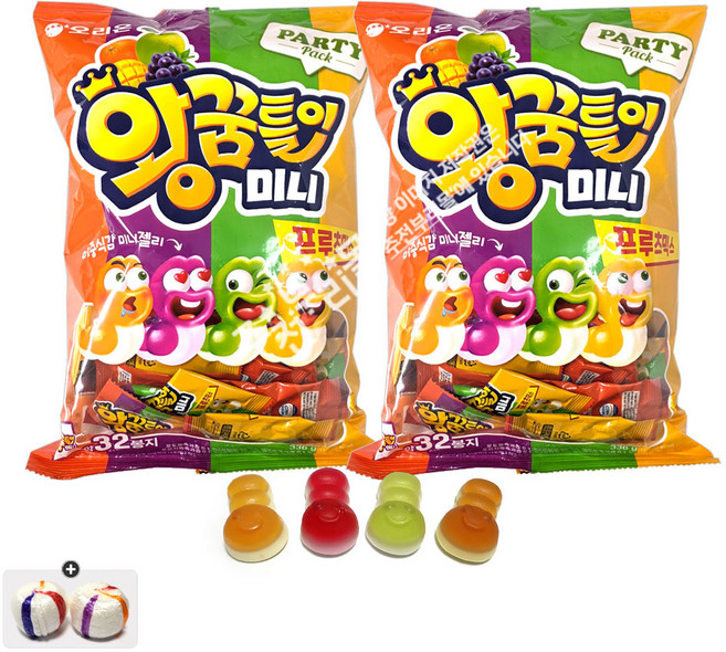 오리온 왕꿈틀이 젤리 미니(336g) x 2봉+자색옥춘사탕 20g 세트, 1세트, 672g