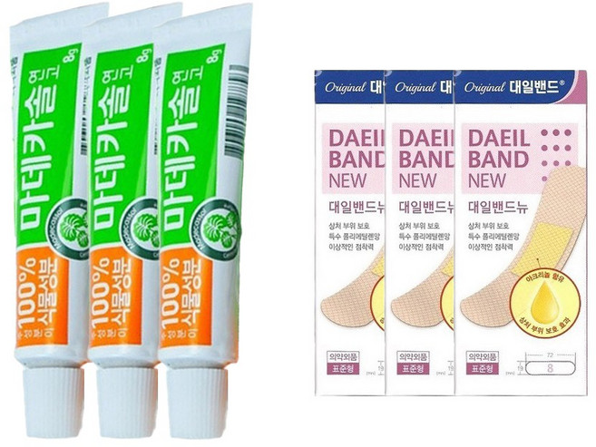 동국제약 100% 식물성분 마데카솔 상처 연고 8g + 대일밴드 표준형, 마데카솔 3개 + 대일밴드 표준형 24매, 1개