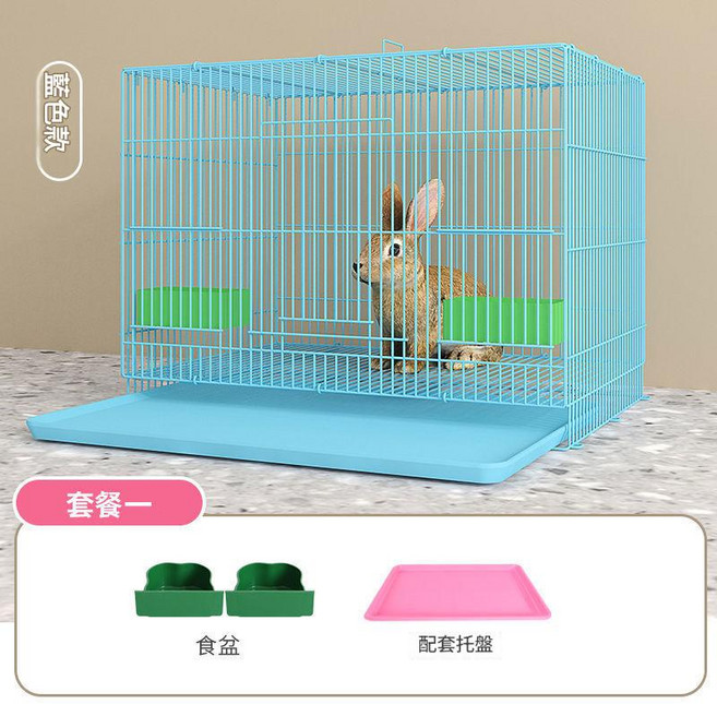 寵物兔籠 倉鼠籠 荷蘭豬籠 室內飼養籠 白色款 超大號, 藍色套餐一 特大加粗適合4斤-15斤, 1個