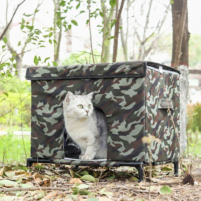 길고양이 하우스집 따뜻한 겨울 단열 방풍 방수집 길냥이 강아지 반려동물 야외 애완용 집, 밀리터리 하우스
