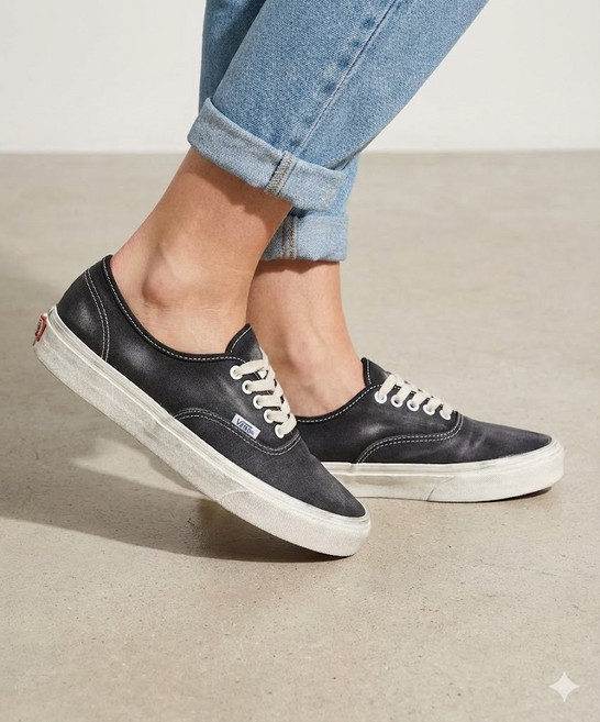 반스 vans 어센틱 - (웨이브 워시드) 블랙 VN000BW5CJK1