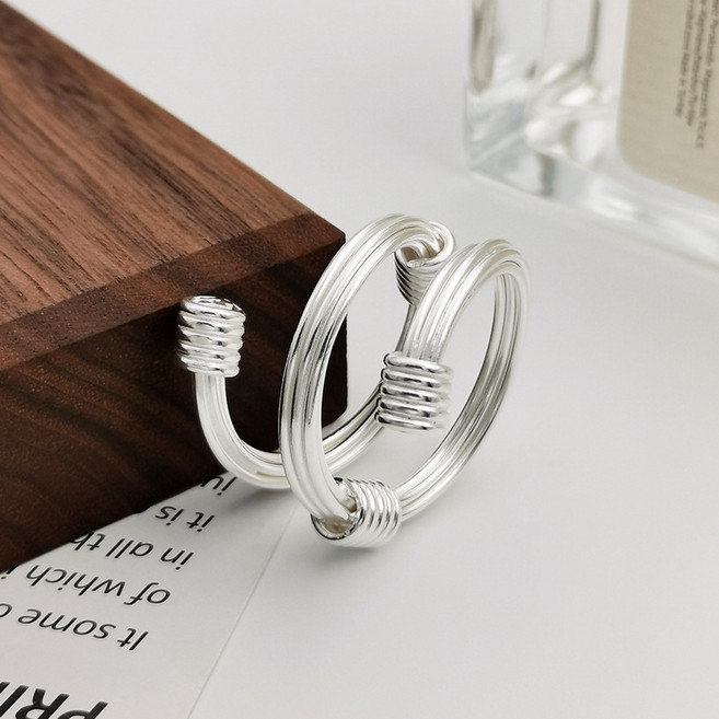 헤이주 실버925) 유니크 레이어드 라인 꽈배기 반지