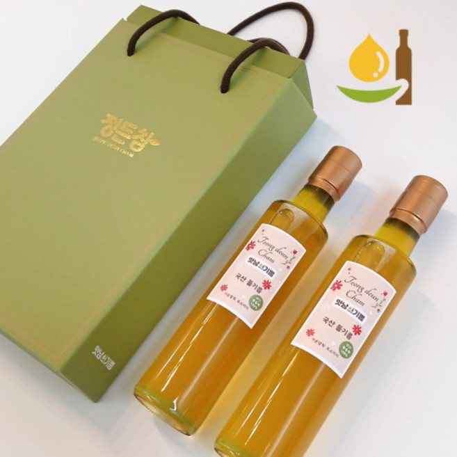 맛남의기쁨 국산100% 냉압착 들기름 300ml 2개 선물세트, 1세트