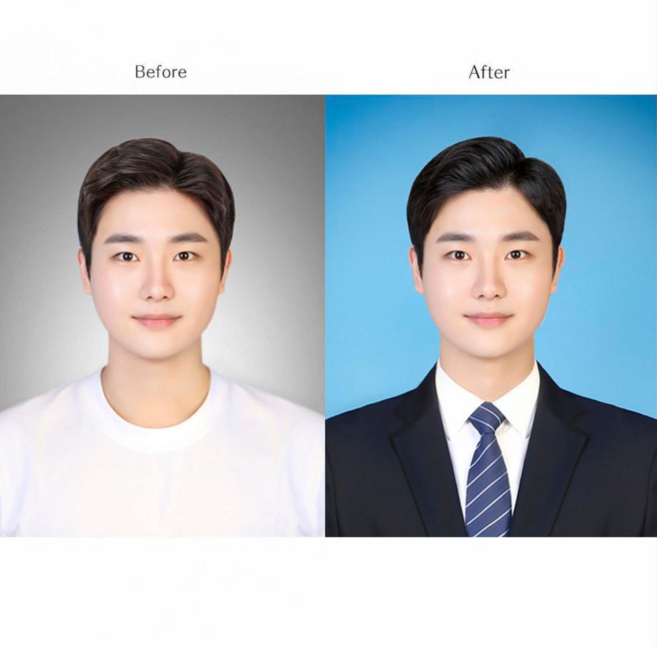 쥬얼리스튜디오 반명함 셀프 합성 취업 옷 합성 핸드폰 민증 인화 포토샵 정장 셀카 보정 여권사진 증명사진, 8.정장 합성 및 의상수정 *단독으로 불가