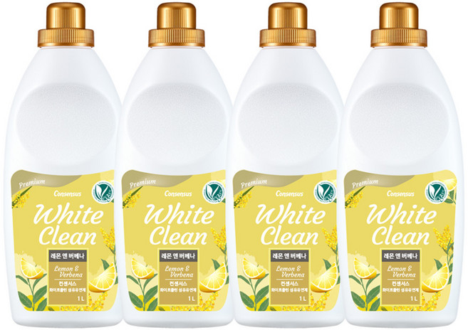 컨센서스 화이트클린 섬유유연제 레몬앤버베나, 1L, 4개