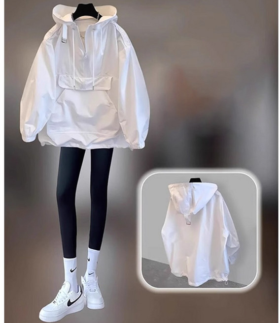 black k7 남녀공용 트레이닝 등산복 조거 빅사이즈 후드 반집업 바람막이 아노락