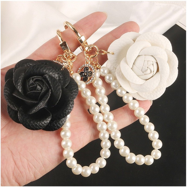 [툴이모니]아름다운 진주스트랩 열쇠키링, 화이트, 1개