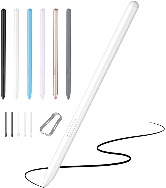 JAMJAKE 갤럭시탭 스마트폰 노트 S펜 와콤 호환 EMR 무충전 태블릿 터치펜 Galaxy Tab S6~S9 시리즈 호환, 1개, 화이트