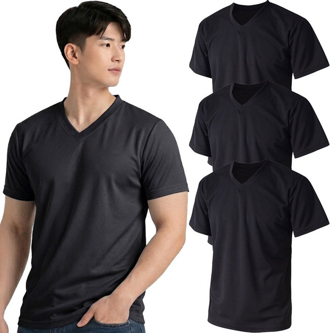 남자 반팔 쿨론 남자 브이넥 반팔 기능성 에어 남자 반팔 티셔츠
