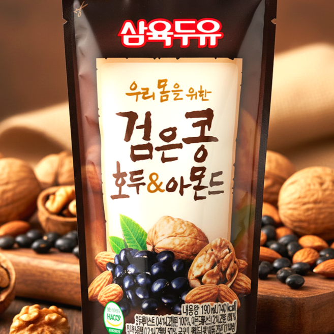 간편한 건강함 삼육 검은콩 호두와 아몬드, 190ml, 60개