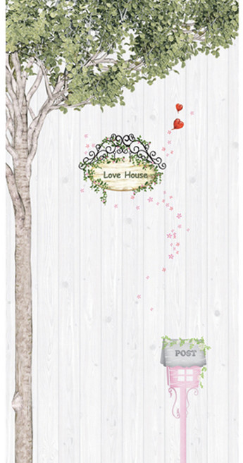 데코미 실사출력 현관문시트지 시트지, HWS-28058(러브하우스-패널)