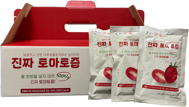 자연한모금 토마토즙 물 한 방울 넣지 않은 진짜 대추방울토마토즙 110ml 30포, 30개