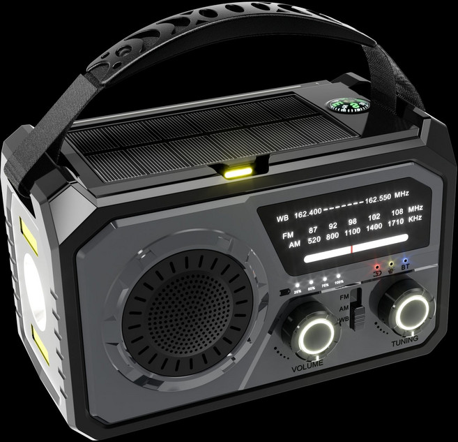 휴대용 태양광 비상발전 라디오 충전기 크랭크라디오 보조배터리, 블루투스 16000mAh 그레이, 기본 모델명/품번