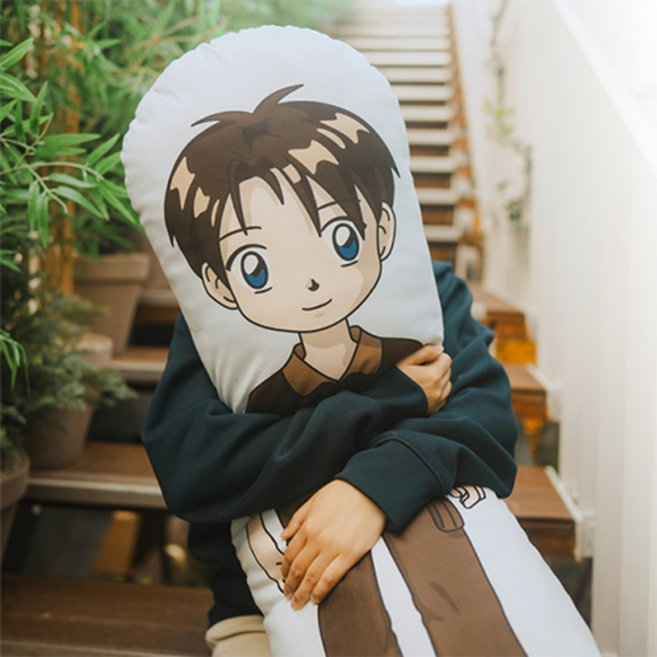 한컴타자 갈색머리 걔 캐릭터 대형 바디필로우