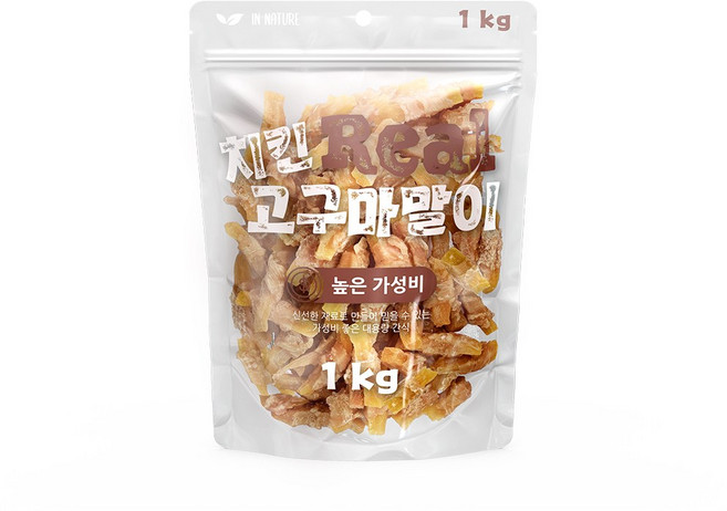 인네이처리얼 대용량 강아지 간식 사료 육포 큐브, 1kg, 1개, 치킨 고구마말이