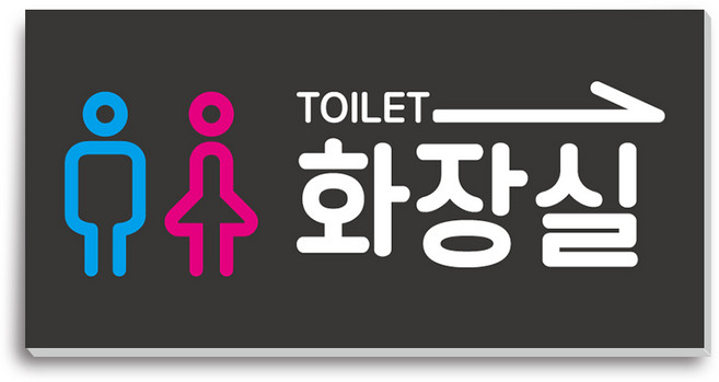 포맥스 남자 여자 화장실 방향 안내판 300x150, 1개, 화장실안내판(우측화살표)