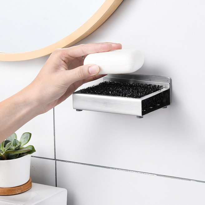 스테인리스 벽걸이 칫솔 거치대, 304스텐_비누받침A, 1개