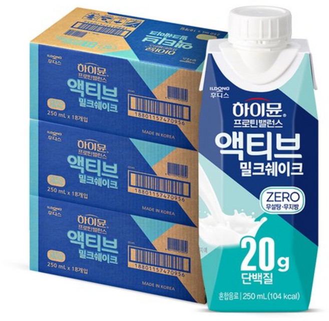 프로틴 밸런스 액티브 밀크쉐이크 제로(ZERO) 250ml 54개