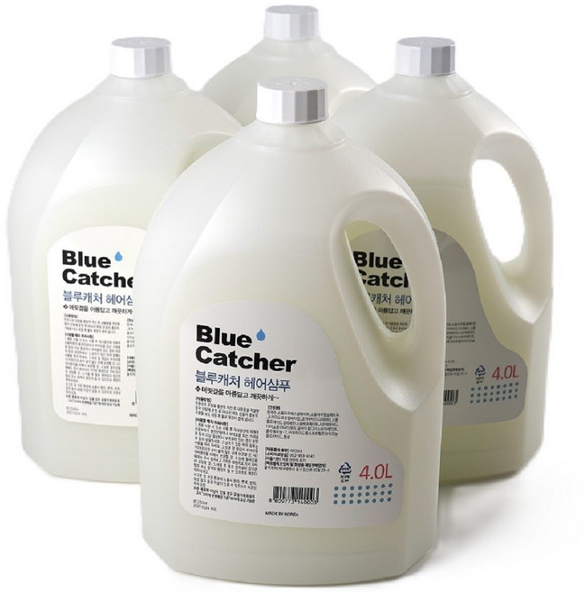 블루캐처 헤어샴푸(4L x 4개/1박스) 대용량 업소용 리필, 4L, 4개
