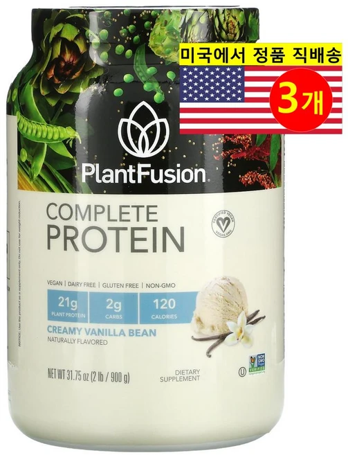 PlantFusion 컴플리트 프로틴 파우더 바닐라 빈 맛 Complete Protein Powder, 3개 - 쿠팡