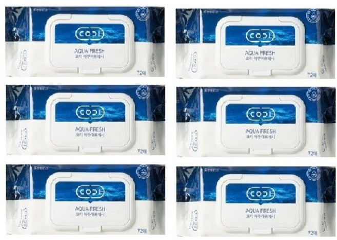 코디 아쿠아 프레시 물티슈 캡형, 6개