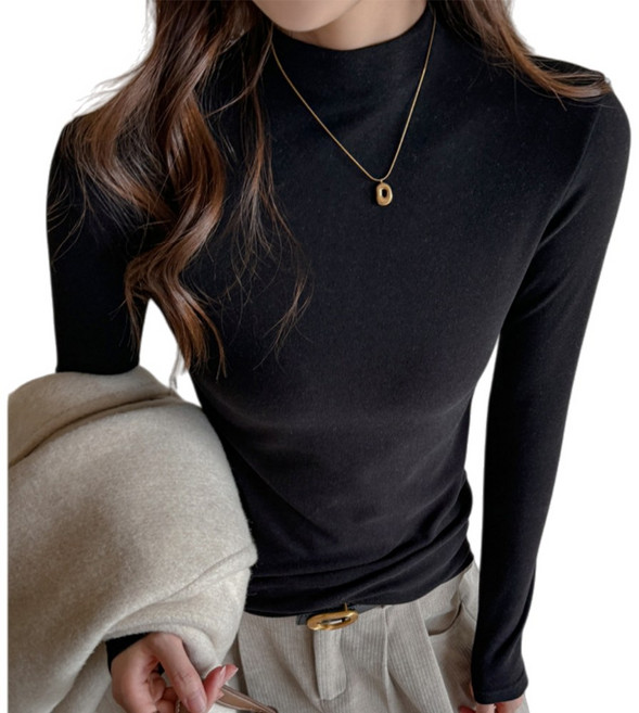 초이스 미 여성 텐셀 베이직 반목폴라 긴팔티셔츠