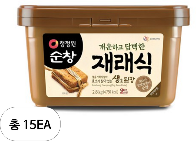 청정원순창 재래식 생된장, 2.8kg, 15개