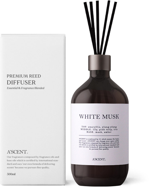 에이센트 네이처 대용량 디퓨저, 화이트머스크, 500ml, 1개