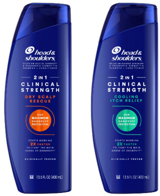 헤드앤숄더 2인1 클리니컬 스트렝스 드라이 스칼프 레스큐 샴푸 400ml + 쿨링 이치 릴리프 샴푸 400ml, 1세트