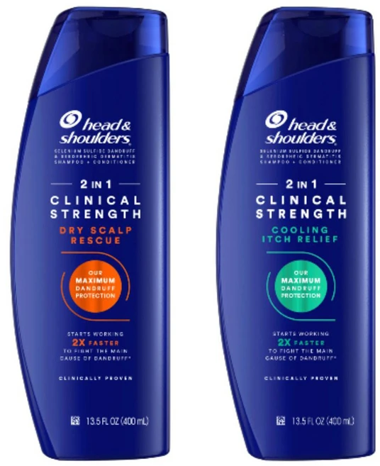 헤드앤숄더 2인1 클리니컬 스트렝스 드라이 스칼프 레스큐 샴푸 400ml + 쿨링 이치 릴리프 샴푸 400ml, 1세트 - 쿠팡