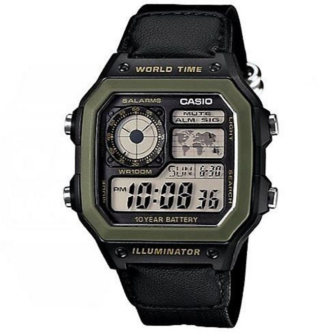 CASIO AE-1200WHB 世界時間數位手錶