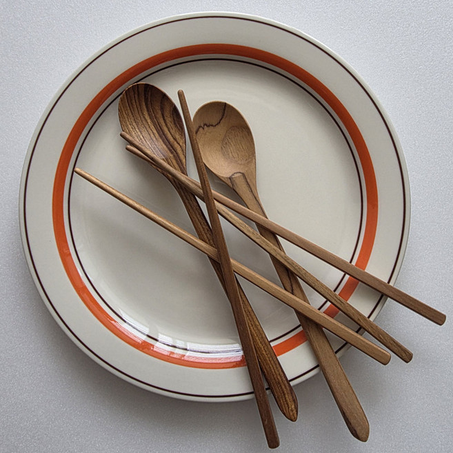 티크우드 수저세트 숟가락2 +젓가락2, 1세트, 숟가락2개+젓가락2개