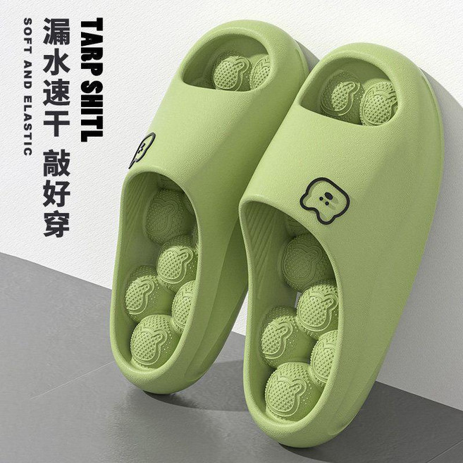 按摩拖鞋 浴室防滑漏水, 墨綠 足底按摩 軟底防滑速幹, 40-41