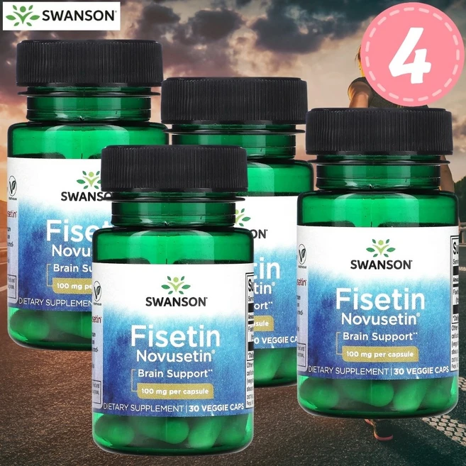 스완슨 피세틴 노부세틴 Fisetin Nousetin 100mg 30 베지캡슐, 4개, 30정 - 쿠팡