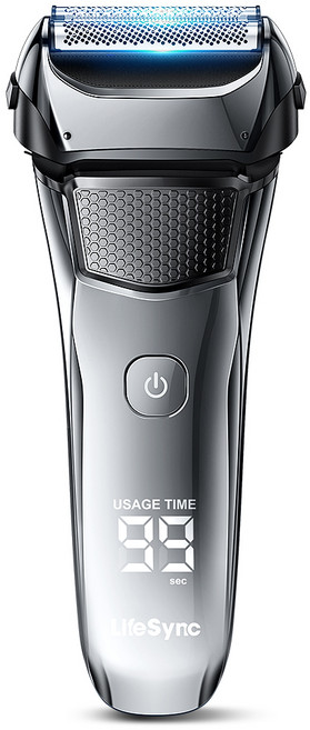 LifeSync 남자 전기면도기 3중날 일자형 헤드 건식 습식 면도 C타입 팝업트리머, 실버, FK375