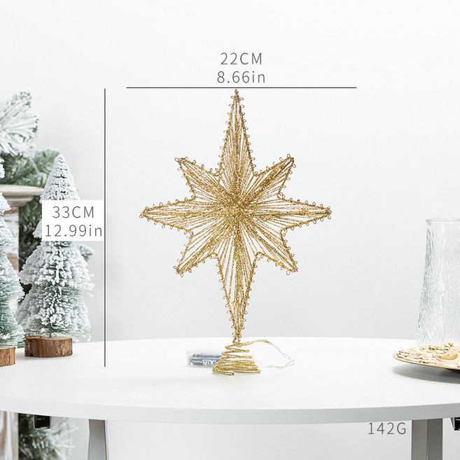 크리스마스 트리탑별 발광 장식품 조명별 led 트리별 골드별 산타별 다종류 오너먼트, P 25cm